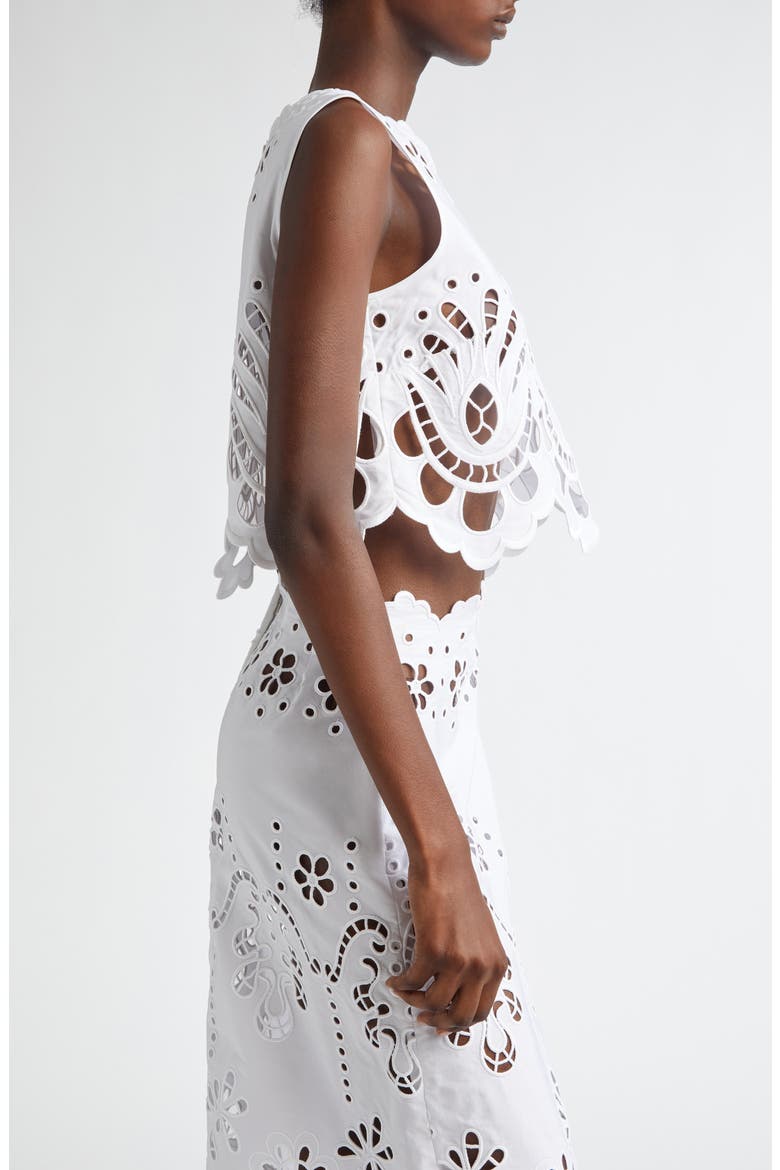 Embroidered Eyelet Crop Top, Alternate, color, BIANCO OTTICO