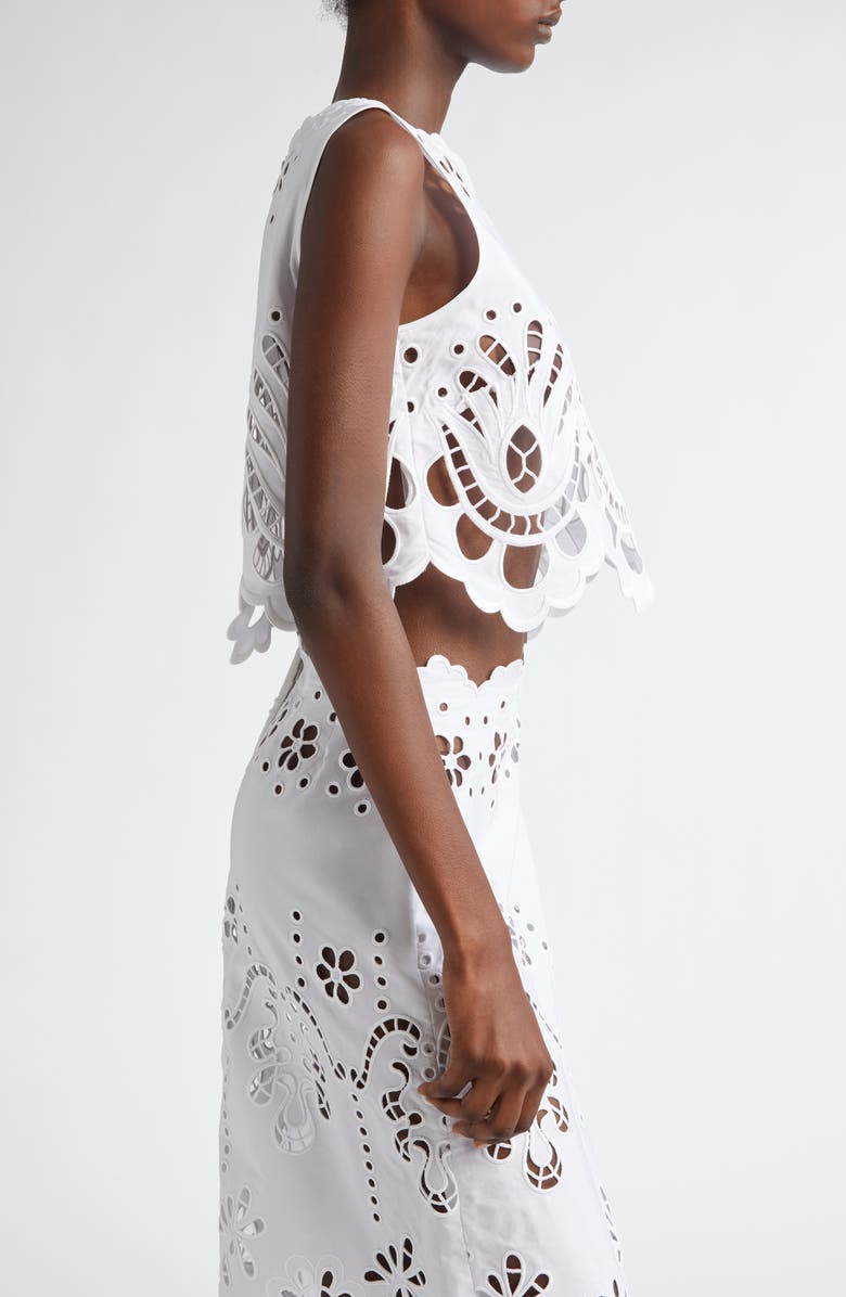 Dolce&Gabbana Embroidered Eyelet Crop Top, Alternate, color, Bianco Ottico