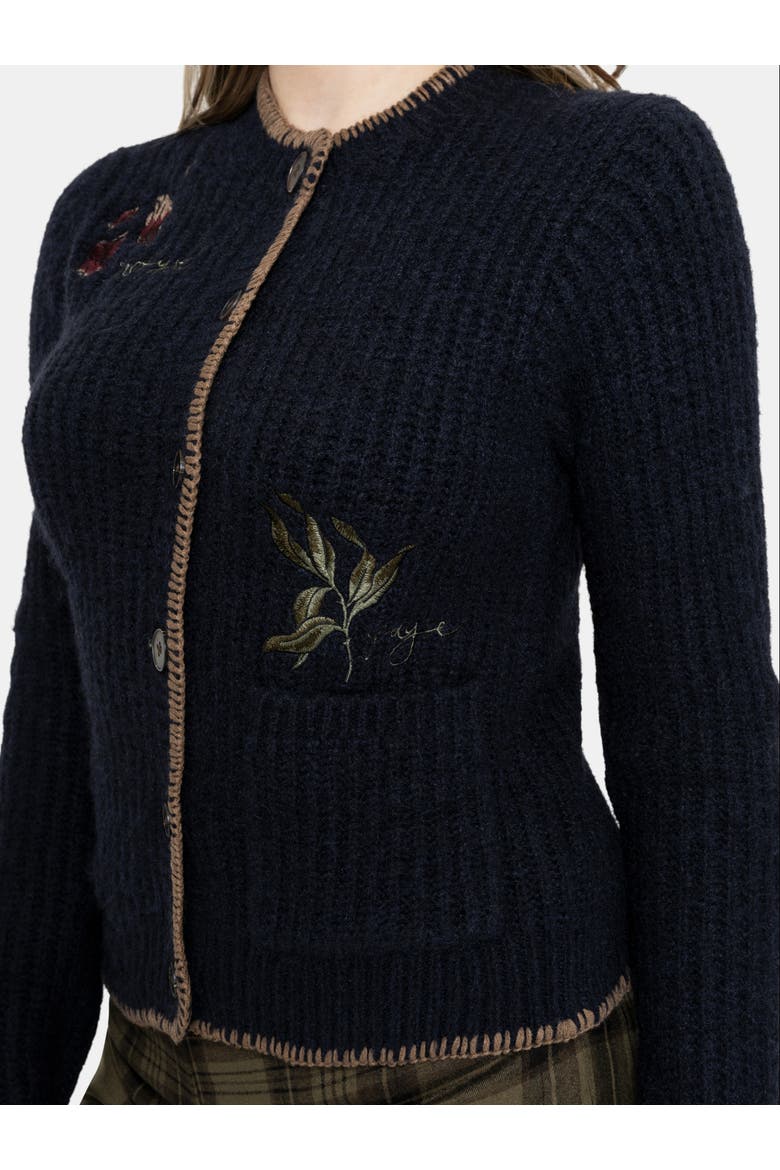 Ame Embroidered Blanket Stitch Cardigan, Alternate, color, Blue
