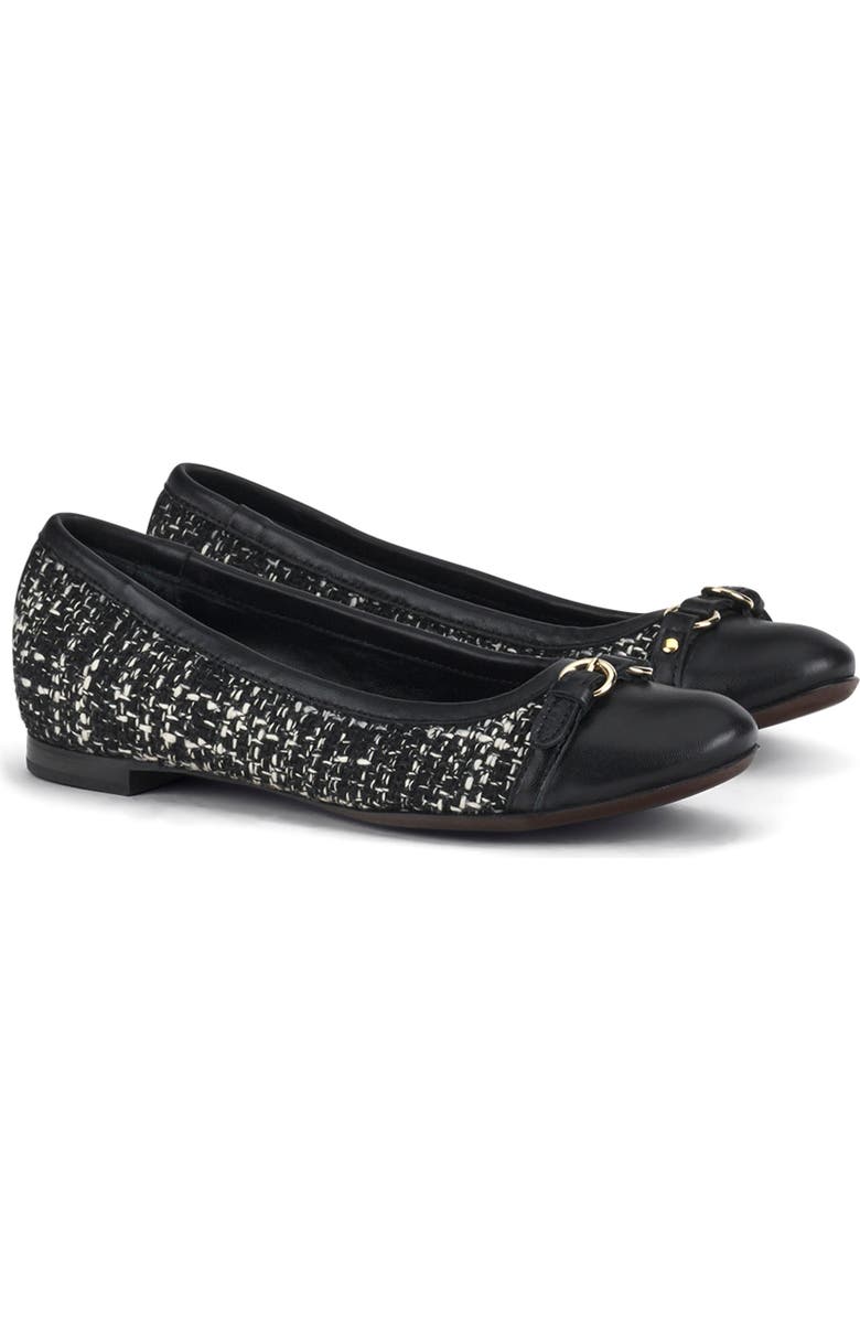 AGL Mae Cap Toe Tweed Ballet Flat, Main, color, Nero-Nero-Nero-Nero
