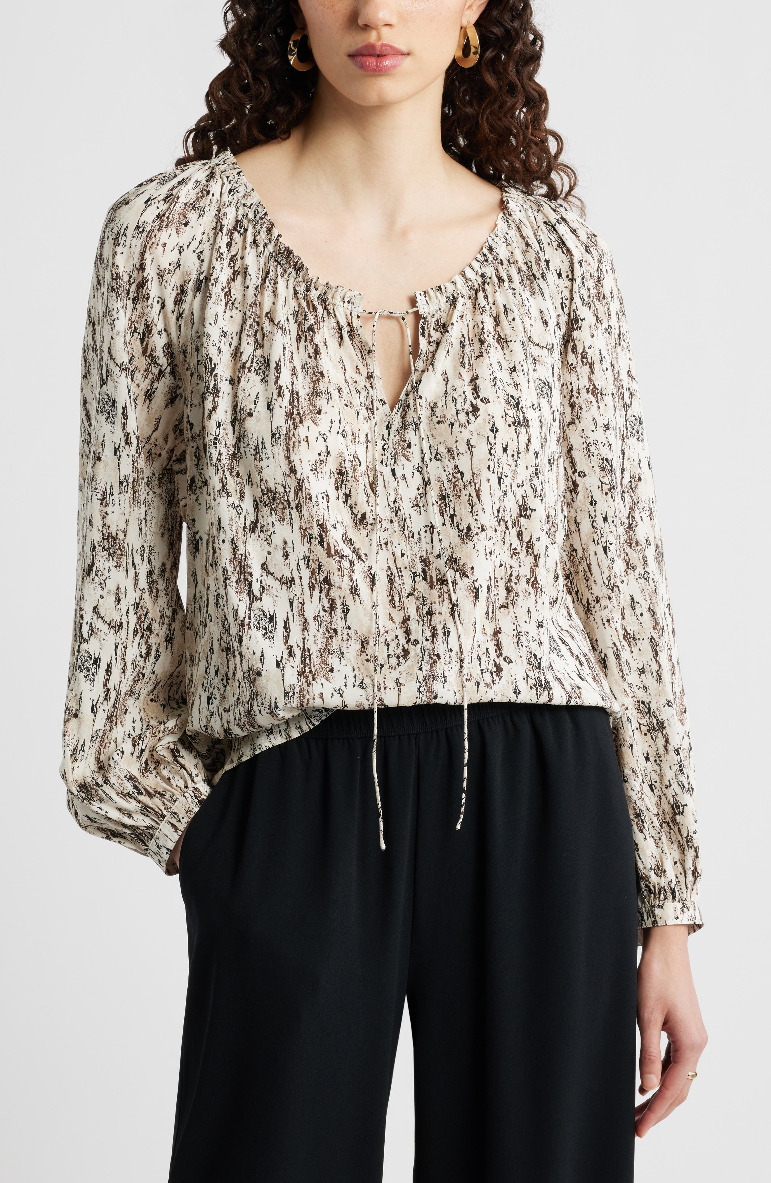 Gathered Tie Neck Top - image 5
