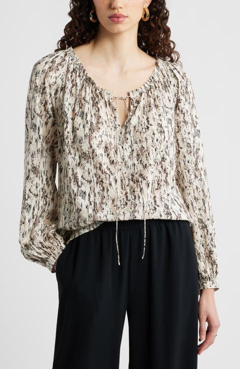 Gathered Tie Neck Top