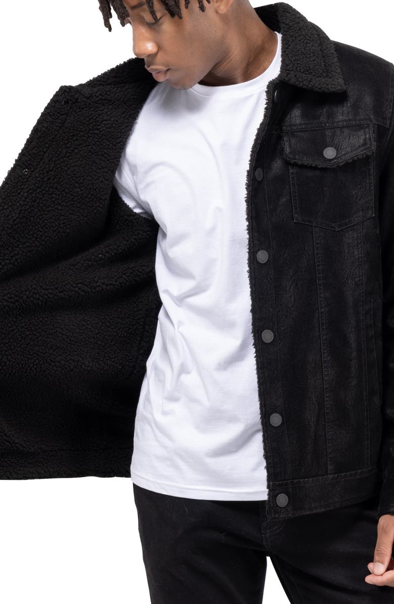 XRAY Faux Shearling Lined Trucker Jacket, Alternate, color, Black