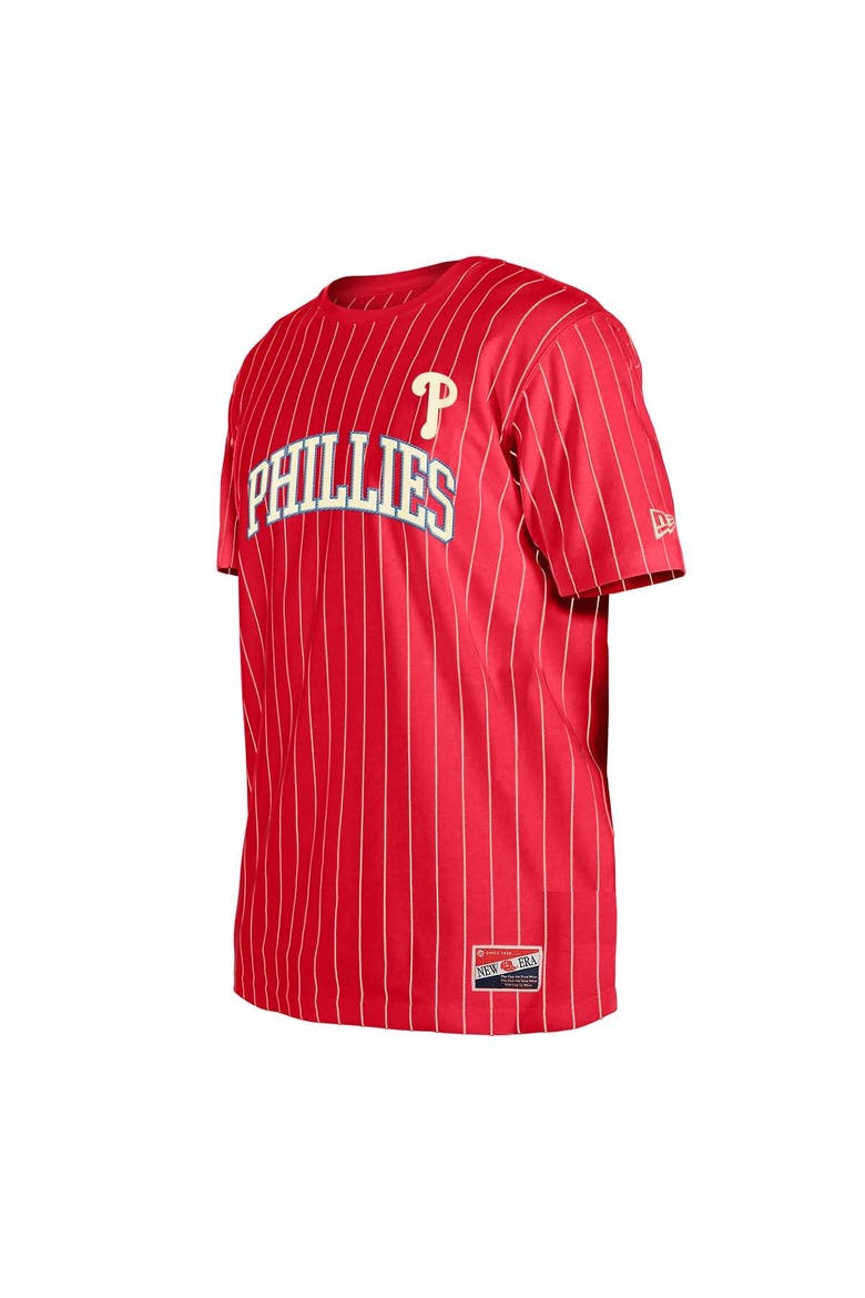 Men's New Era Red Philadelphia Phillies Throwback Pinstripe T-Shirt, Alternate, color, Red