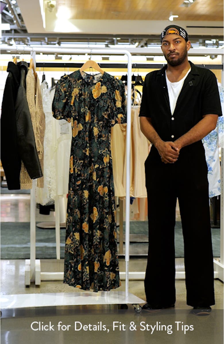 Ines Puff Sleeve Silk Maxi Dress
