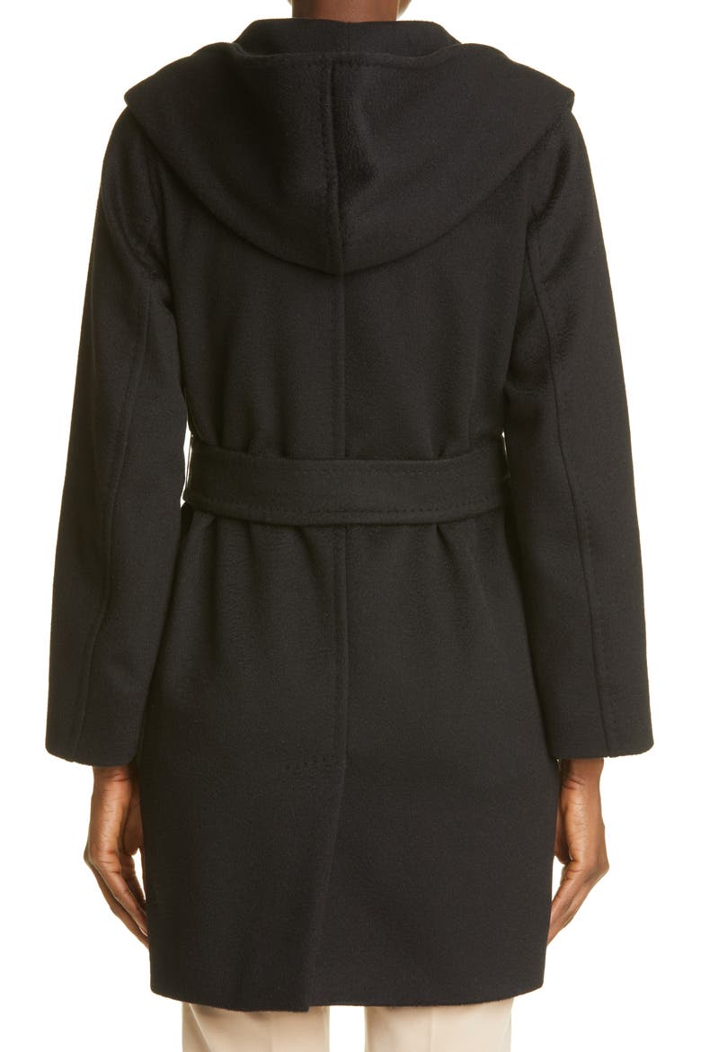 Rialto Hooded Camel Hair Coat, Alternate, color, BLACK