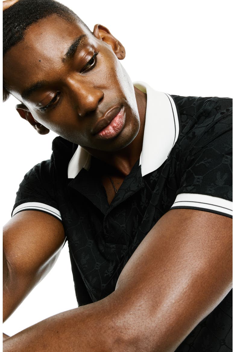 Garry Performance Jacquard Polo, Alternate, color, BLACK