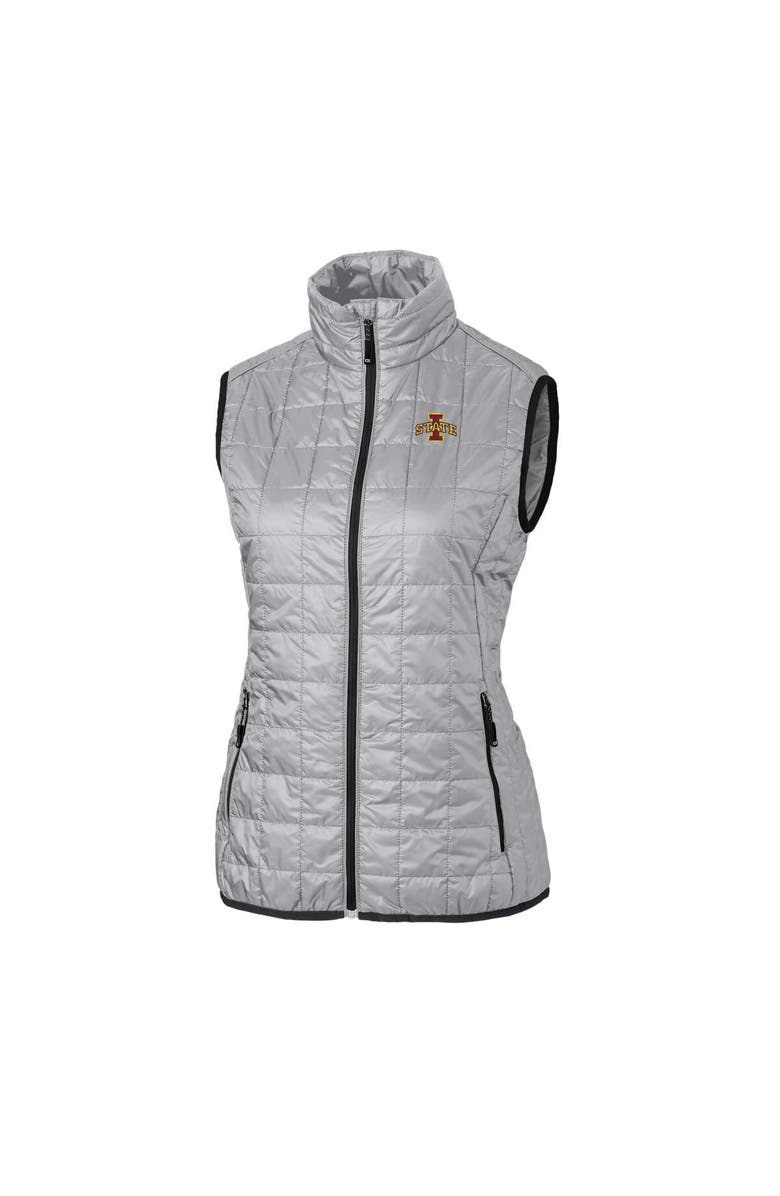 Cutter & Buck Women's Cutter & Buck Gray Iowa State Cyclones Rainier Full-Zip Puffer Vest, Main, color,
