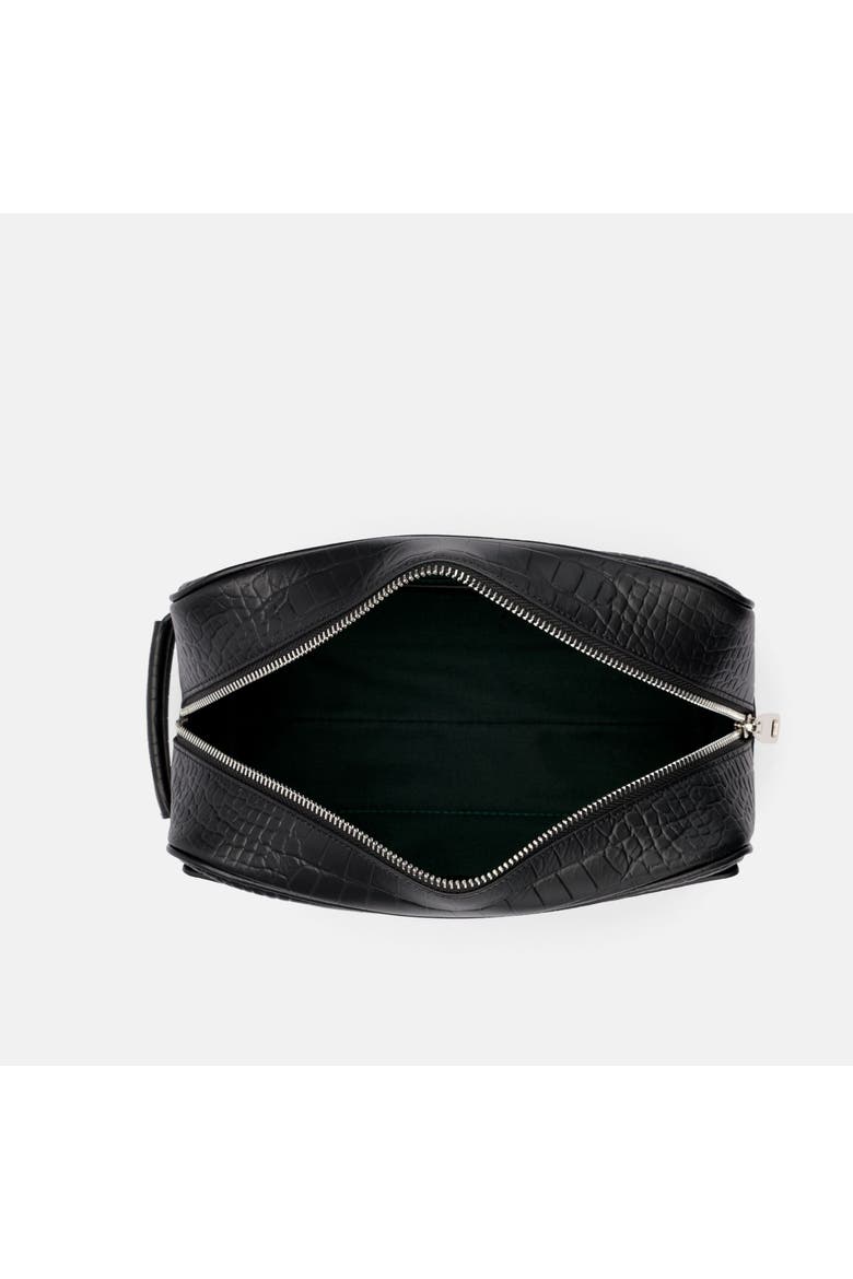 Croc-Embossed Calfskin Leather Dopp Kit, Alternate, color, Black Crocskin