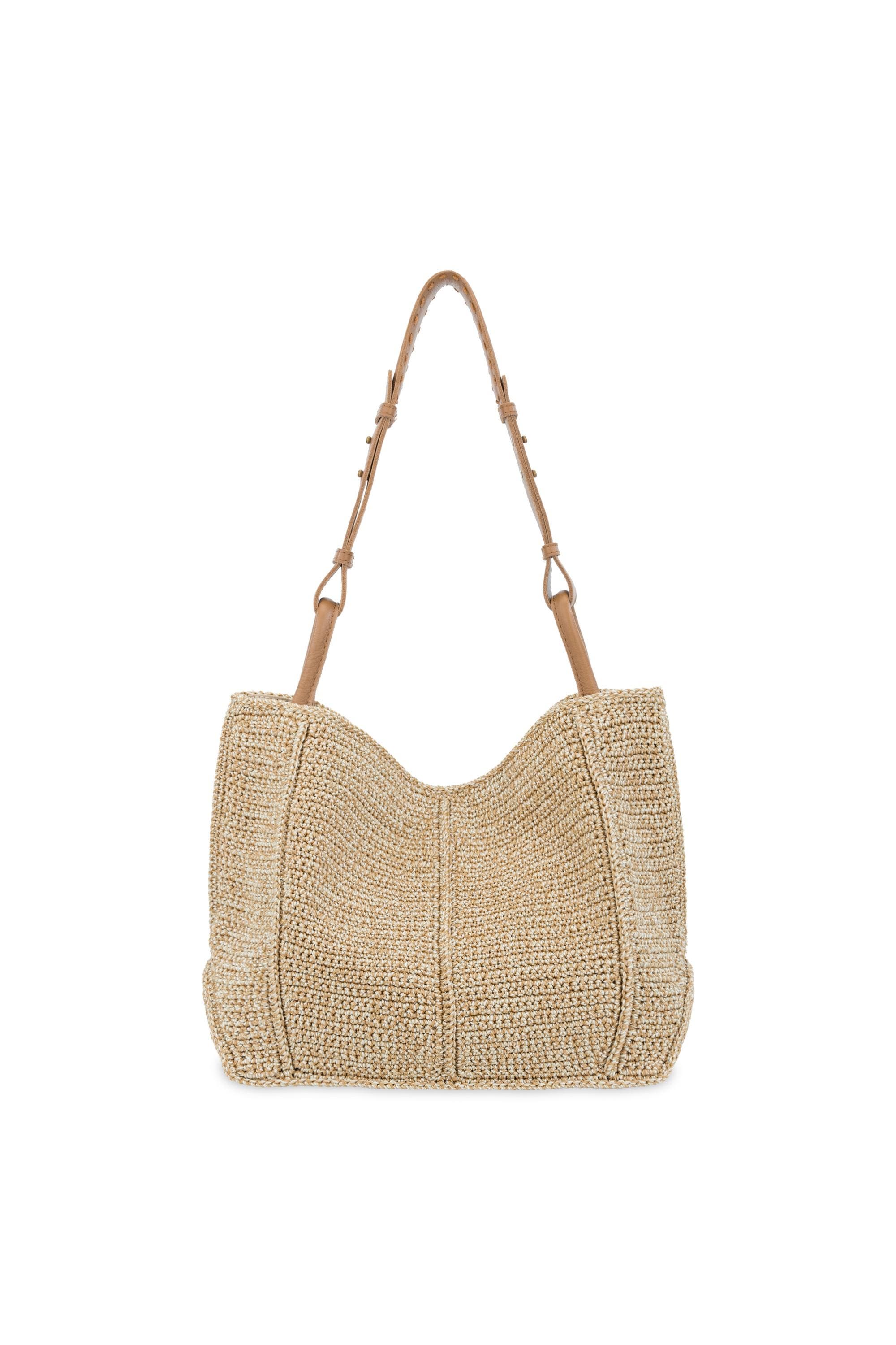 Los Feliz Medium Crochet Tote Bag, Alternate, color, Bamboo Static