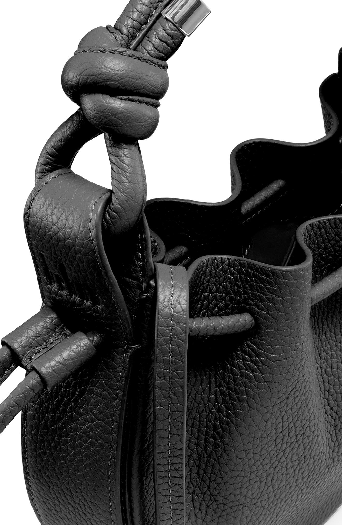 behno Mini Ina Pebble Leather Crossbody Bag, Alternate, color, Black