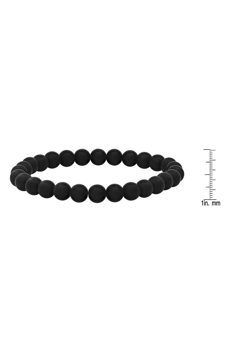 STEELTIME Men's Black Lava Stone Beaded Stretch Bracelet, Alternate, color, Black