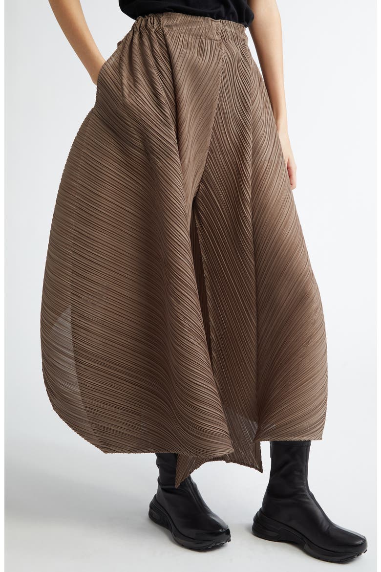 Pleated Flare Wide Leg Pants, Alternate, color, GRAYISH BROWN