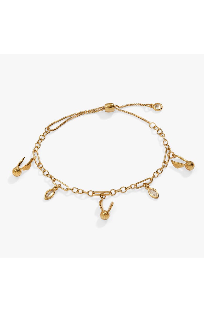 Alex and Ani Harry Potter<sup>™</sup> Golden Snitch And Navette Multi Charm Pull Chain Bracelet, Main, color,