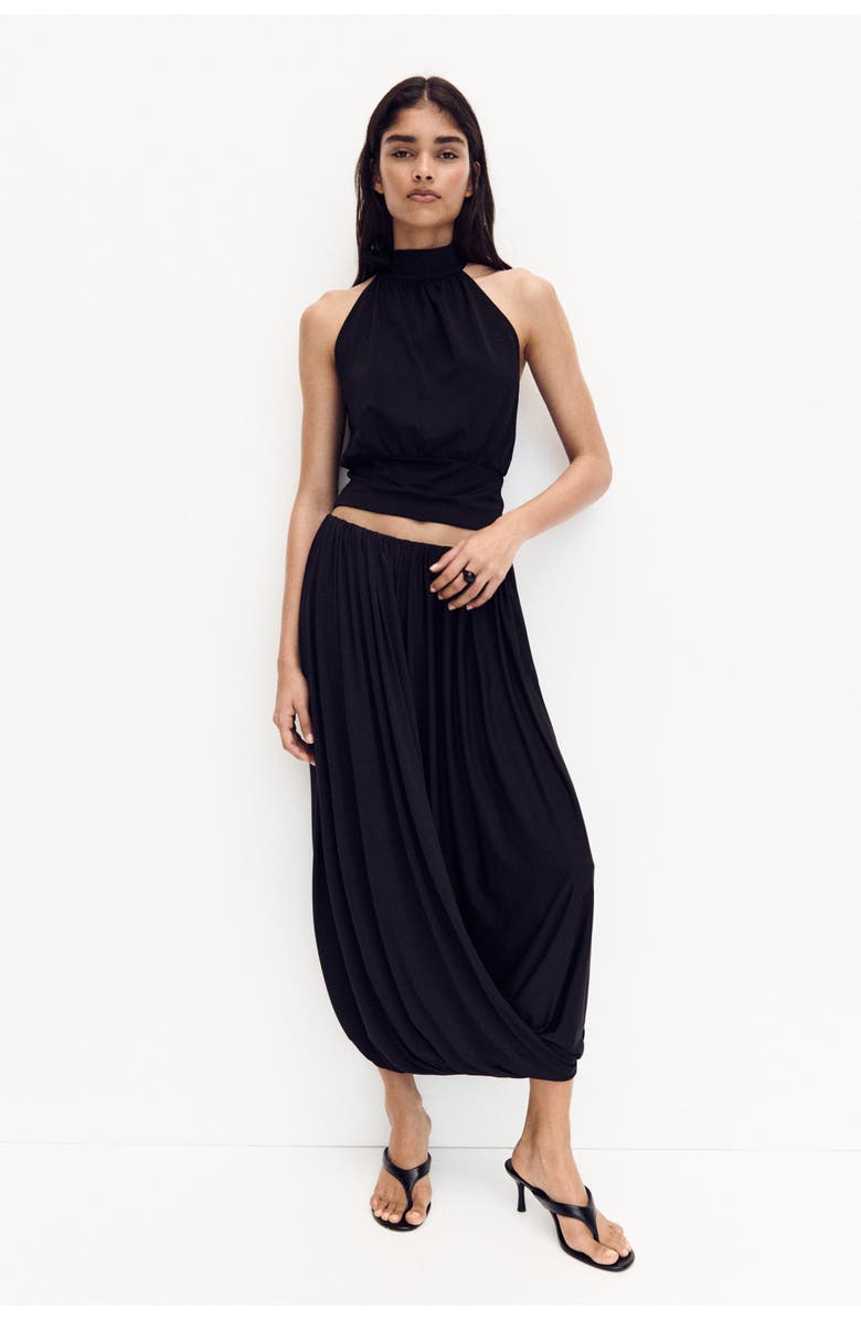 H&M Bubble-hem Maxi Skirt, Alternate, color, Black