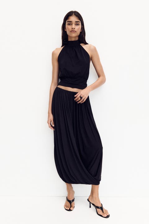 Bubble-hem Maxi Skirt