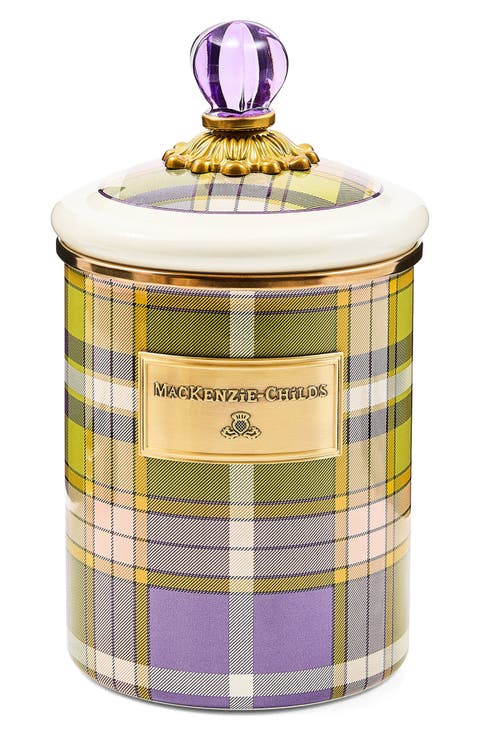 Tartan Violet Enameled Steel Medium Canister
