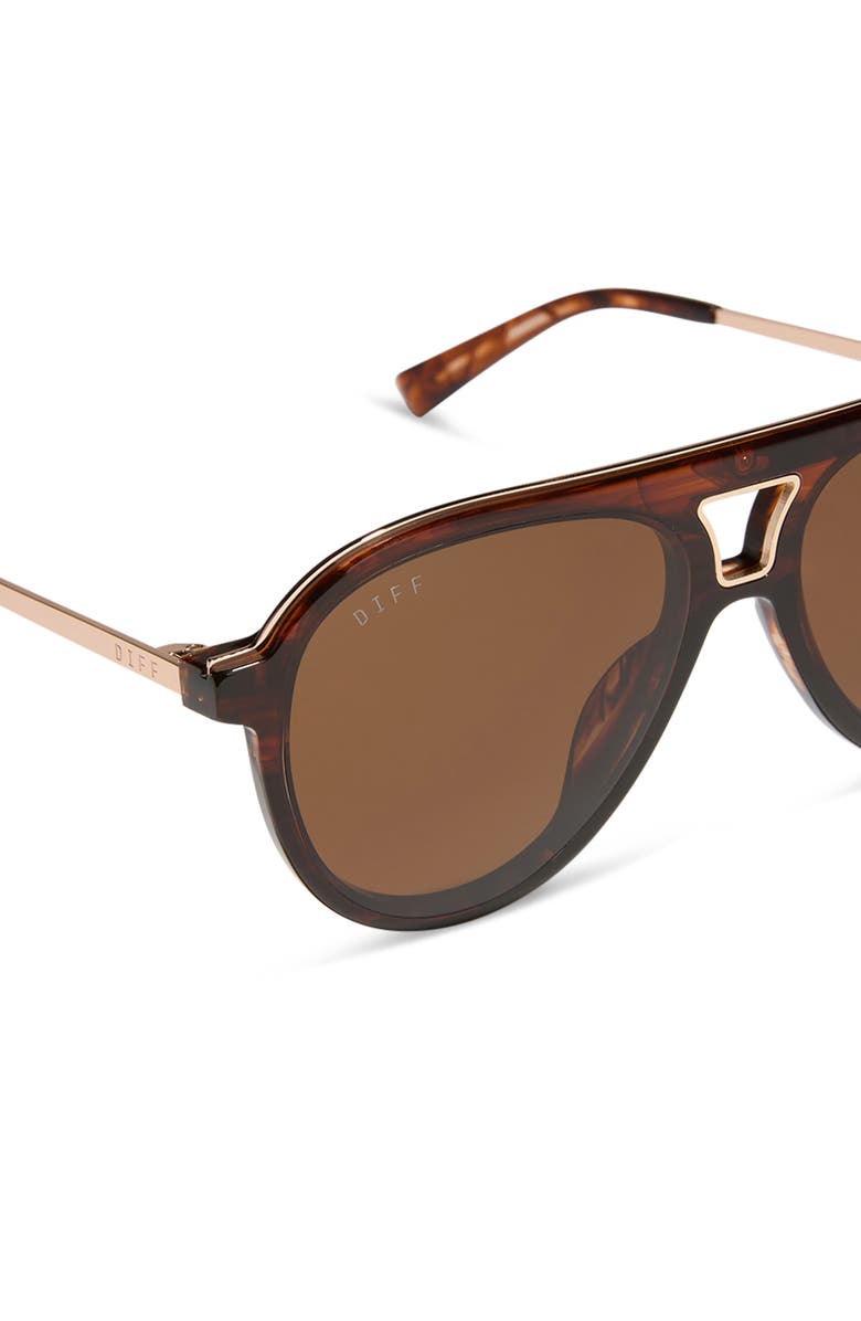 DIFF Tosca III 56mm Aviator Sunglasses, Alternate, color, Sequoia Tortoise / Brown
