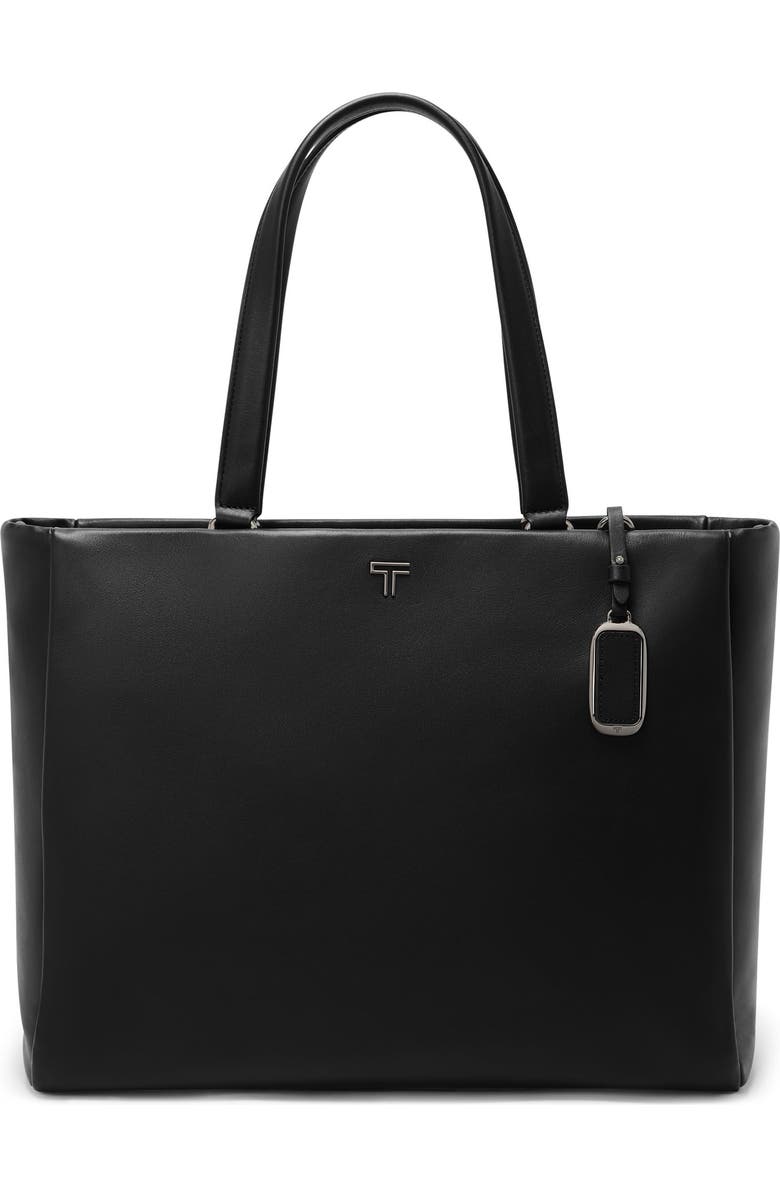 TUMI Large Vail Leather Tote, Main, color, Black/ Gunmetal
