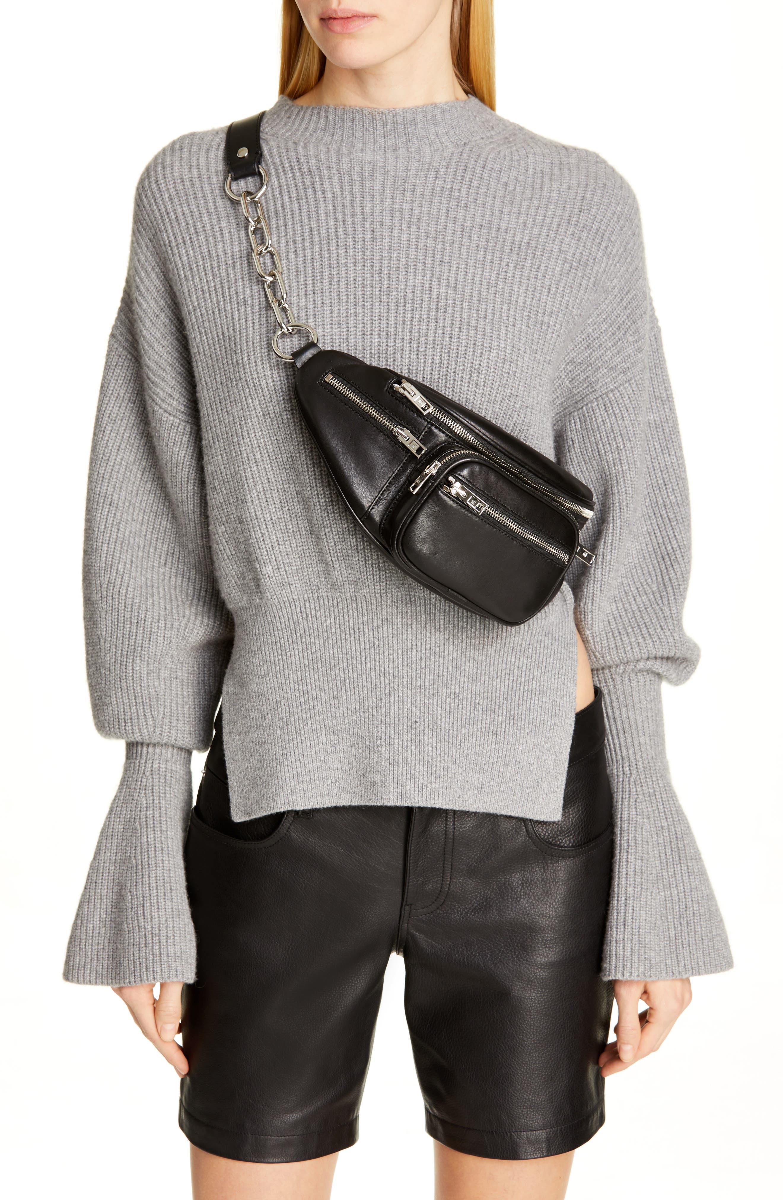 Alexander Wang Washed Leather Fanny Pack, Alternate, color, 