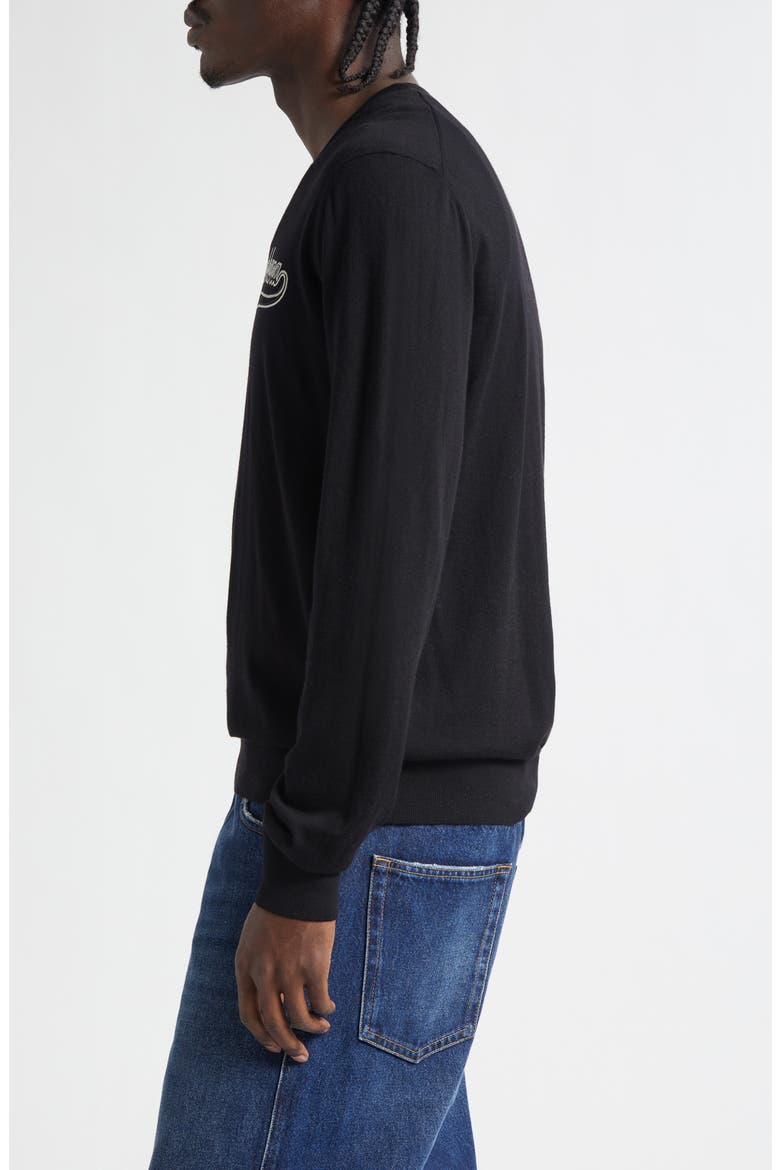 Long Sleeve Wool Crewneck T-Shirt, Alternate, color, NERO
