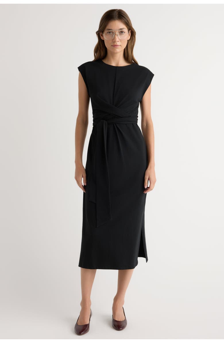 Modern Citizen Fei Tie-Front Organic Cotton Dress, Alternate, color, Black