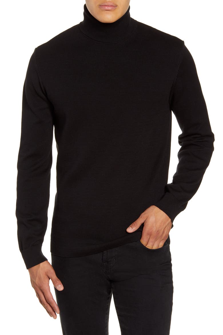 Regular Fit Turtleneck Sweater, Main, color, BLACK