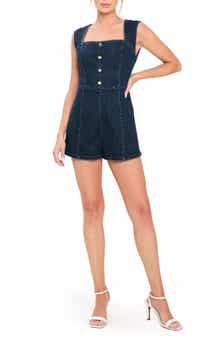 Square Neck Denim Romper