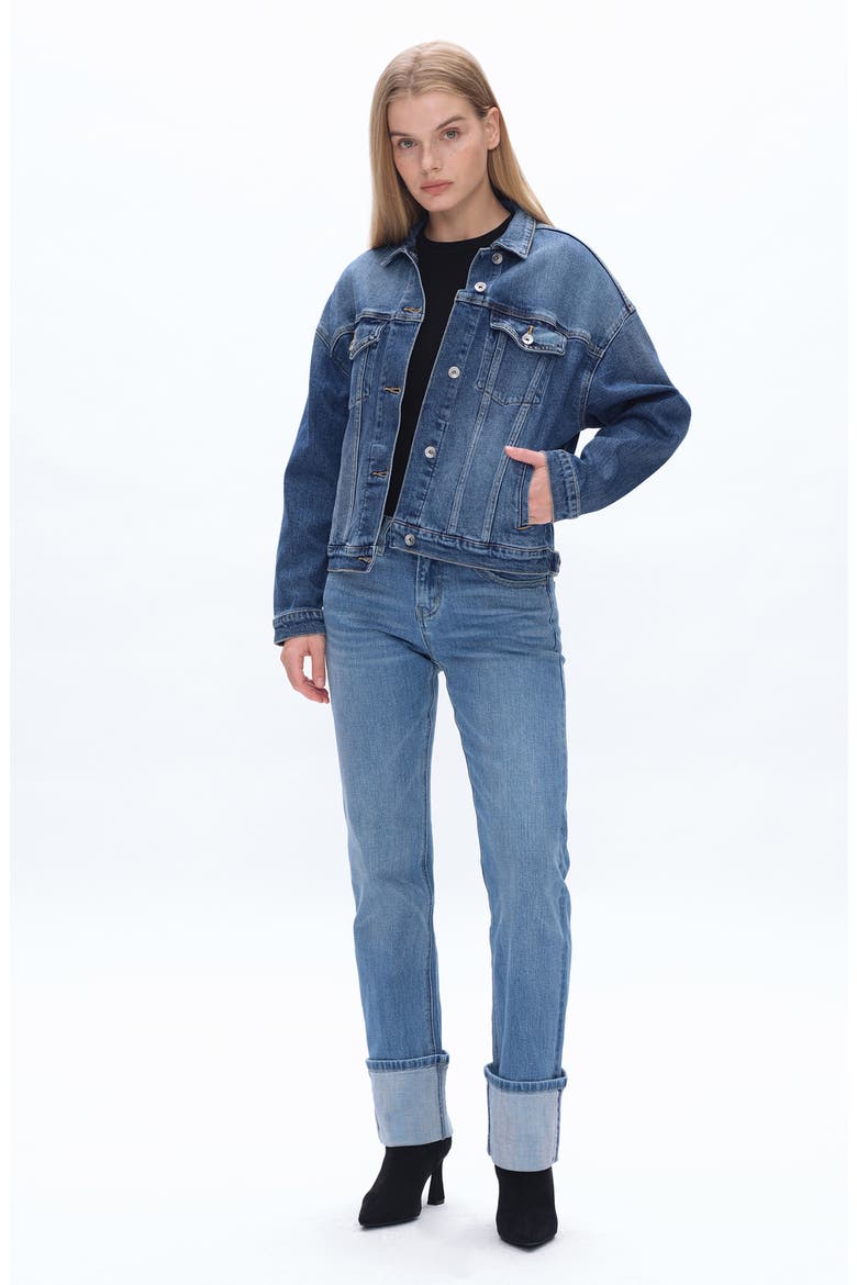 Yoyo Deep Cuff Straight Jeans, Alternate, color, ISLAND