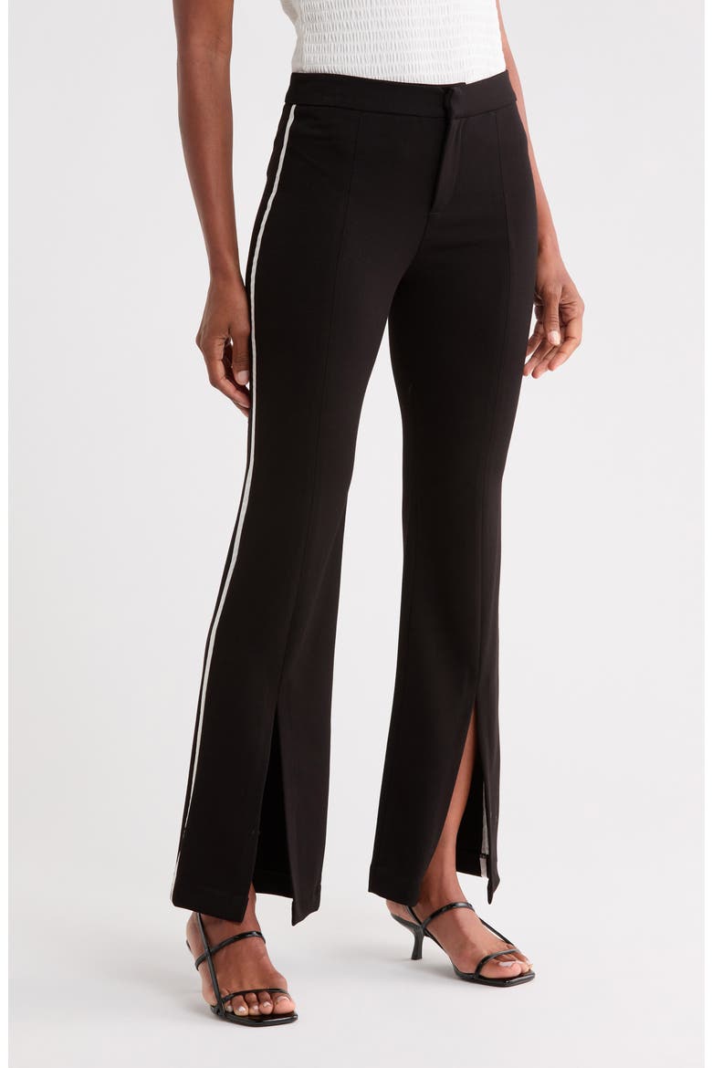 Slit Low Rise Bootcut Pants, Main, color, BLACK/ WHITE