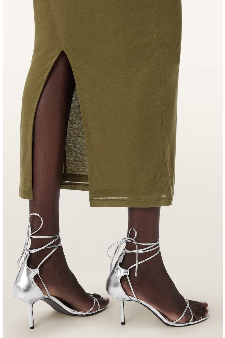Delta Off the Shoulder Long Sleeve Jersey Midi Dress, Alternate, color, KHAKI GREEN