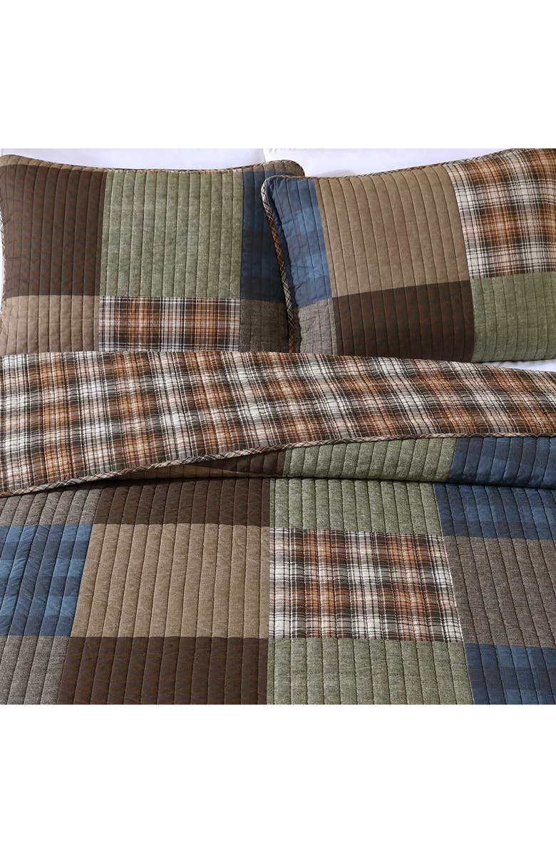 Eddie Bauer Classic Patchwork Quilt Set, Alternate, color, Olive Green/ Camel Beige