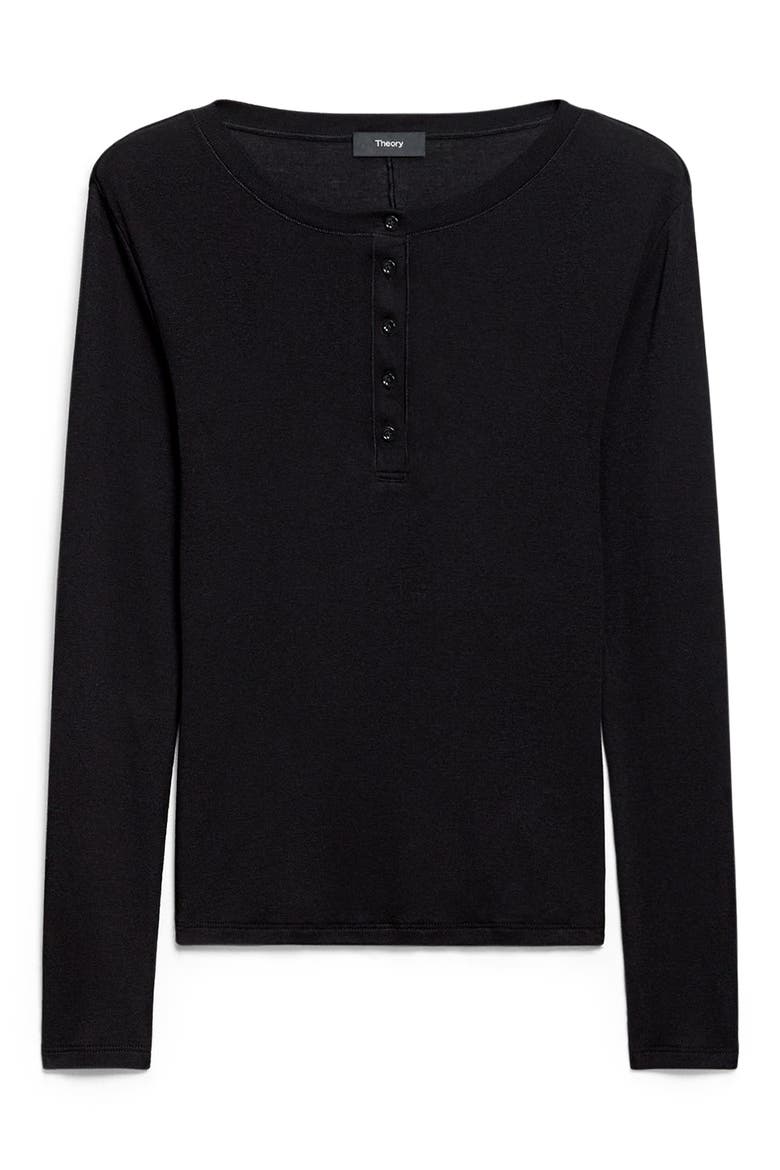 Pima Cotton & Modal Henley Sweater, Alternate, color, BLACK - 001