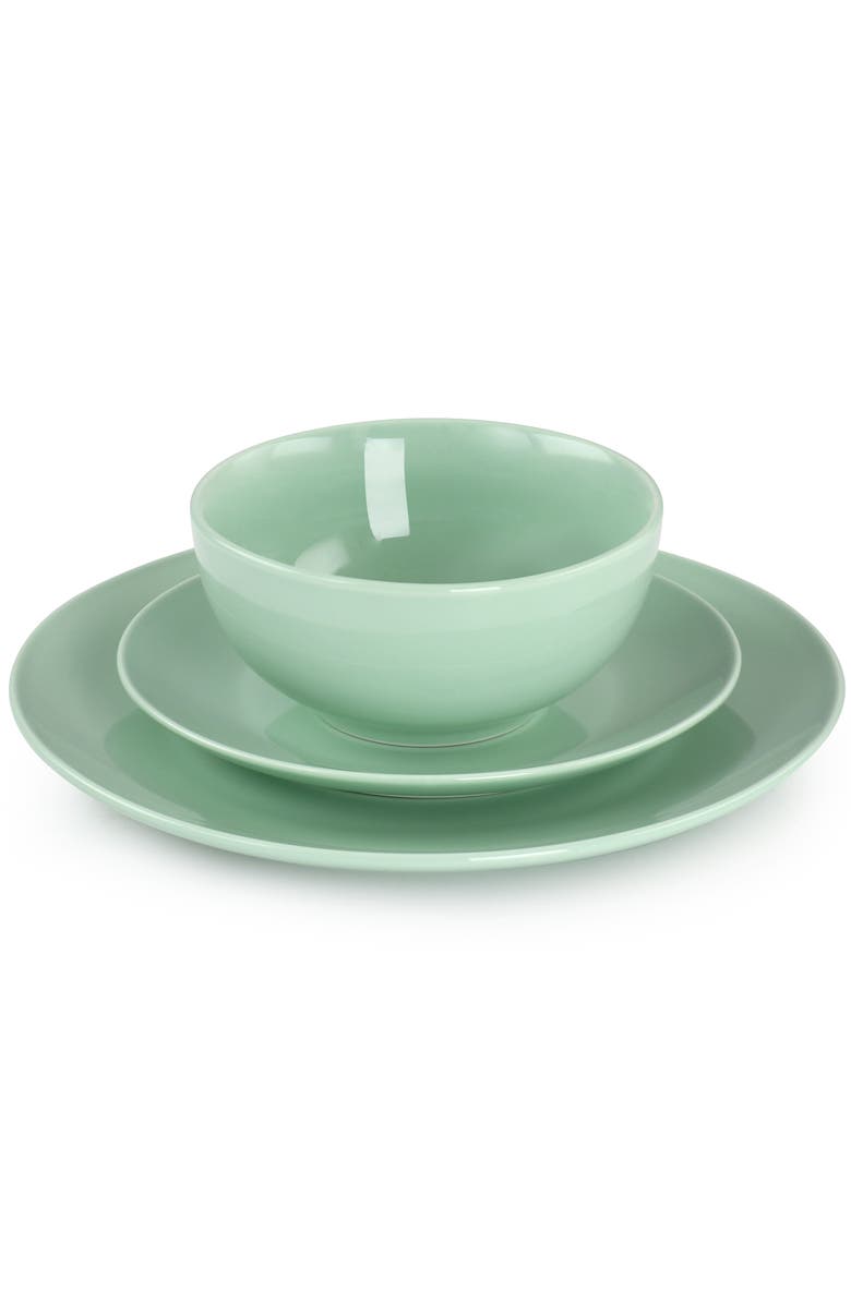 Elama Luna 18 Piece Porcelain Dinnerware Set, Alternate, color, Green