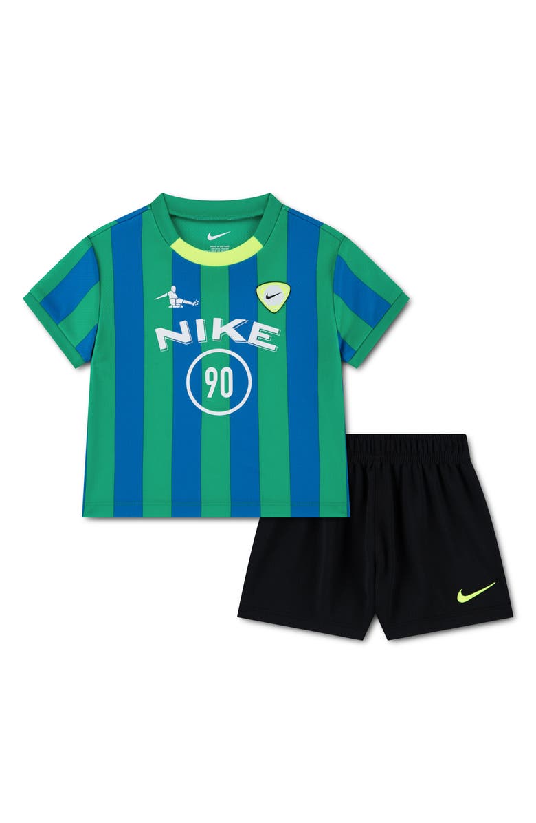 Nike Dri-FIT Goal Mode Stripe T-Shirt & Mesh Shorts Set, Main, color, Black
