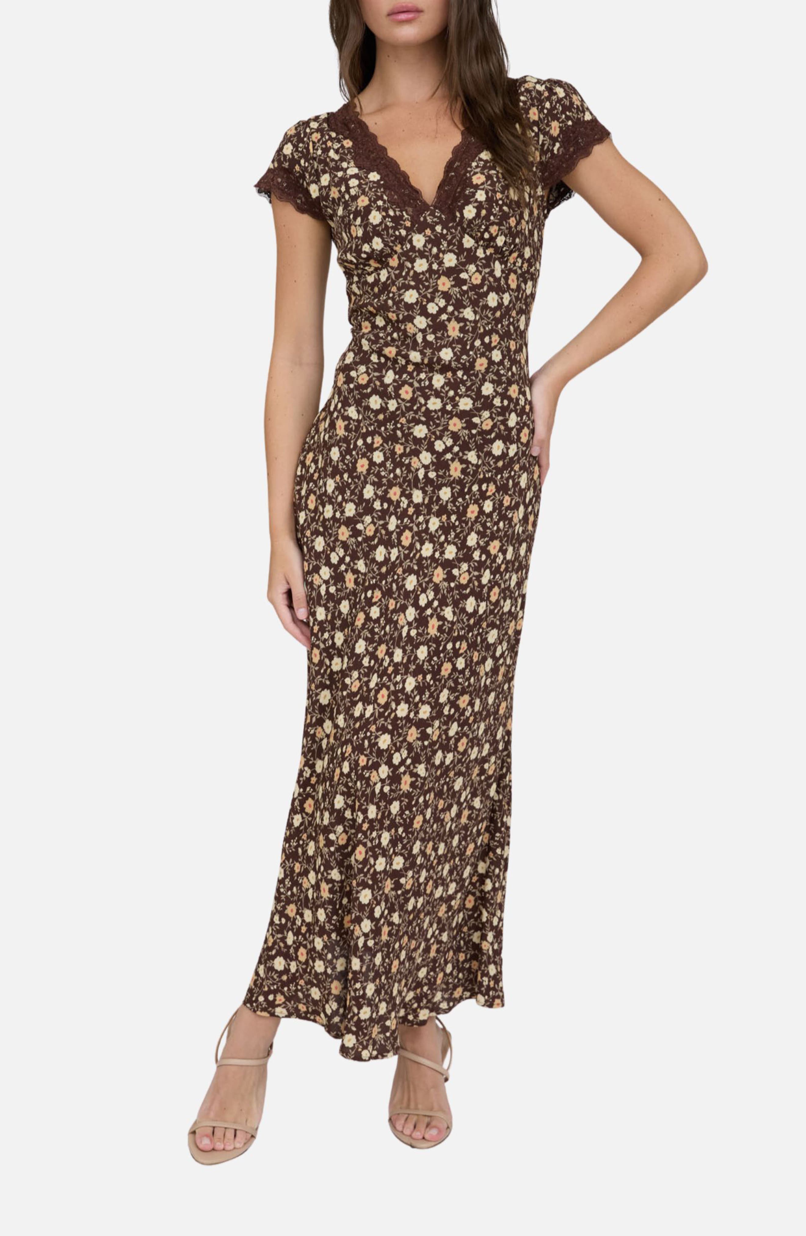 Floral Cap Sleeve Maxi Dress