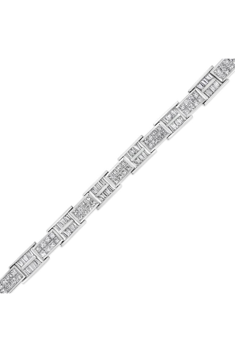 14K White Gold 10 5/8 Cttw Diamond Panel Link Bracelet  - 7" Inches, Alternate, color, White
