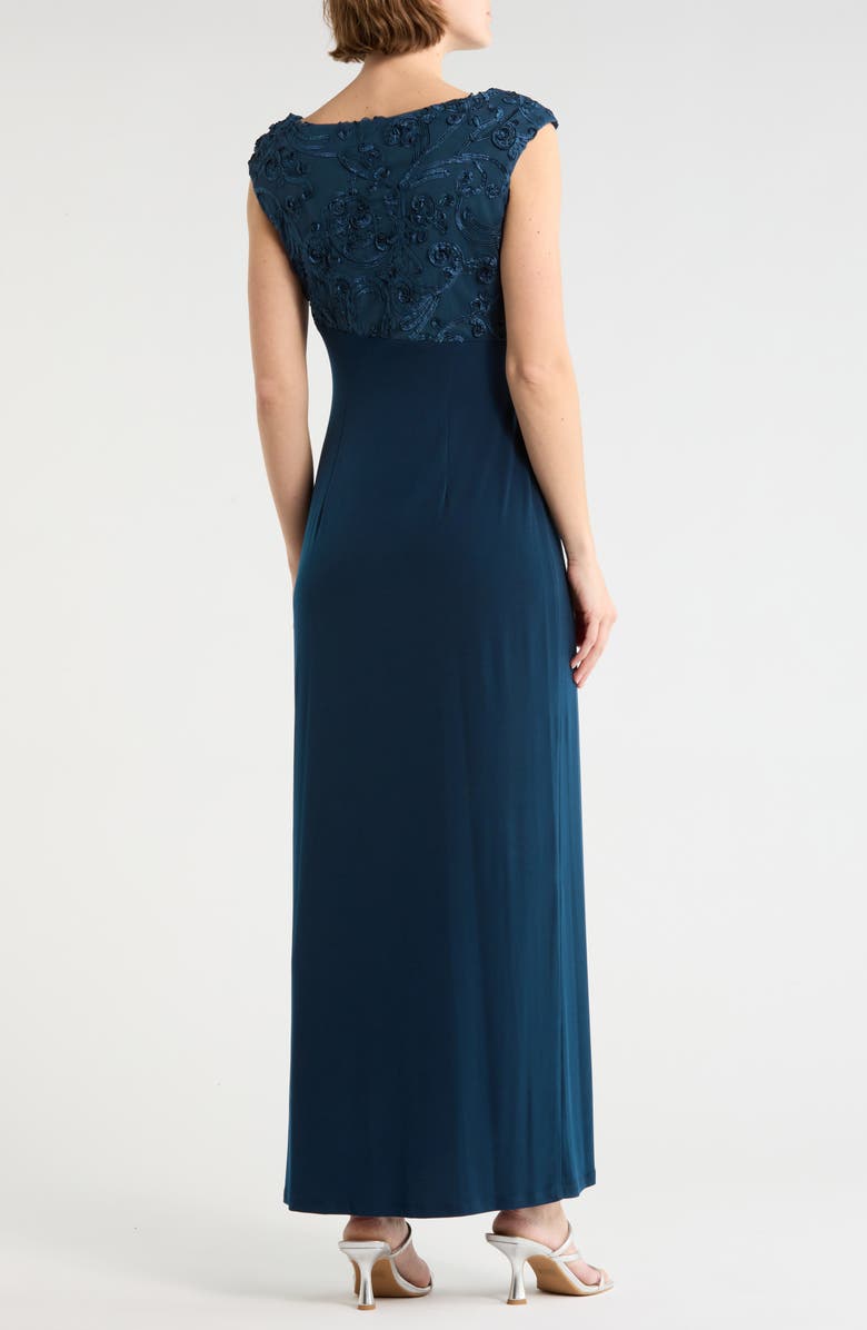 Connected Apparel Soutache Sleeveless Faux Wrap Gown, Alternate, color, Marine