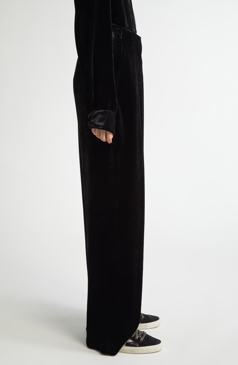 Golden Goose Journey Velvet Wide Leg Pants, Alternate, color, Black