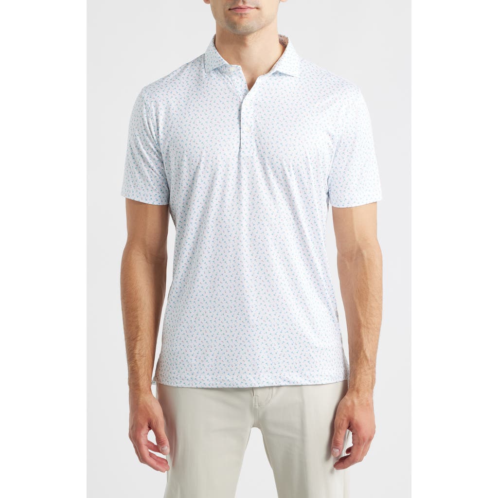 Johnnie-o Tini Dancer Martini Print Featherweight Performance Polo In White