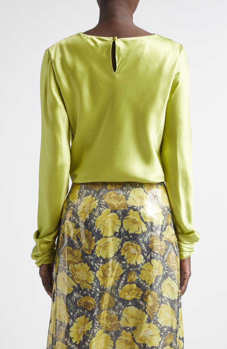 Valentino Draped Cowl Neck Silk Top, Alternate, color, Lime