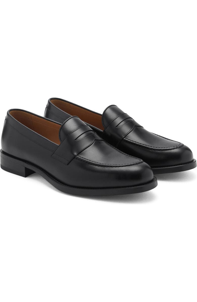 MANGO Leather Penny Loafer, Main, color,