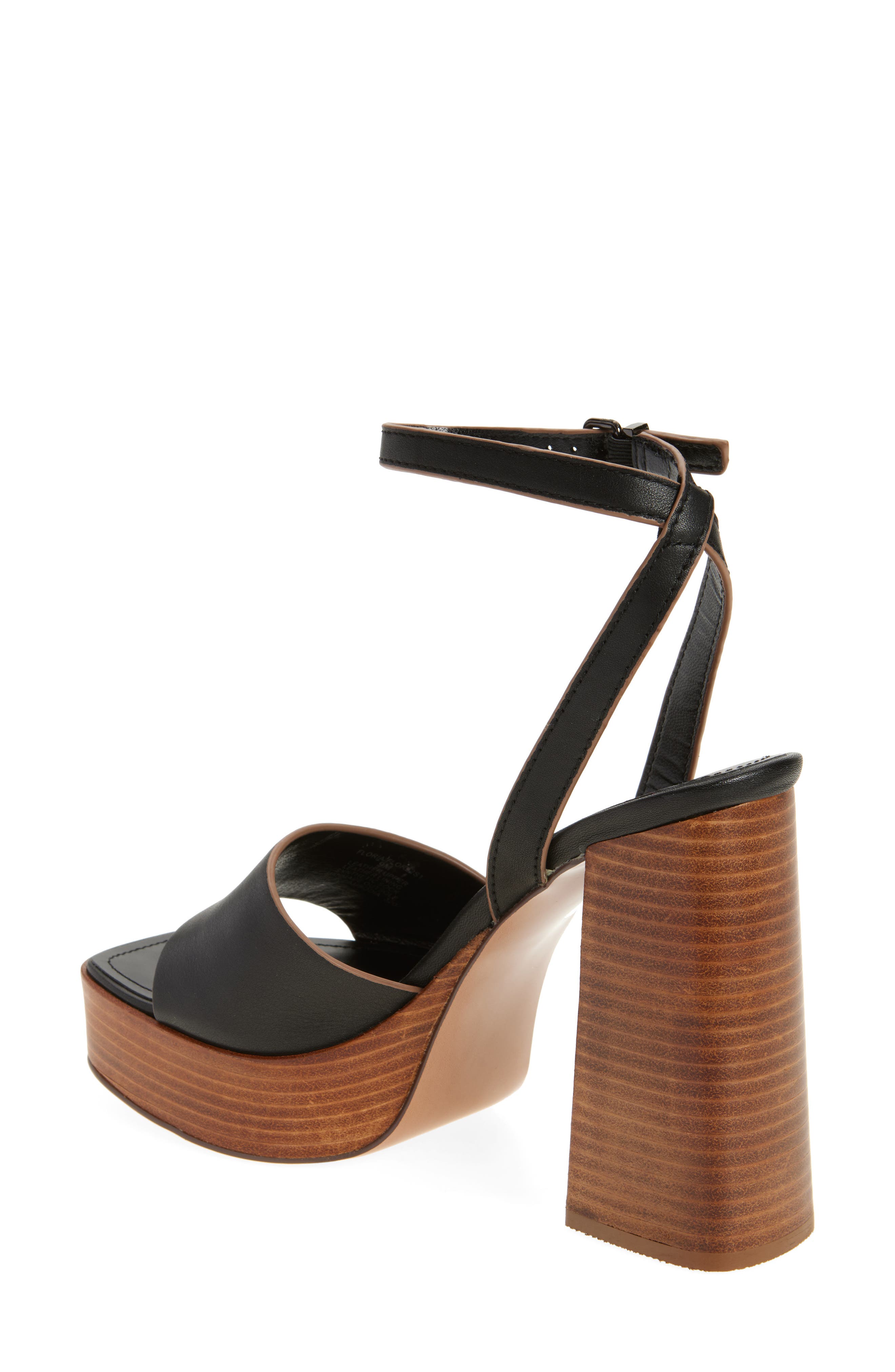 Steve Madden Floria Platform Ankle Strap Sandal, Alternate, color, Black Leather