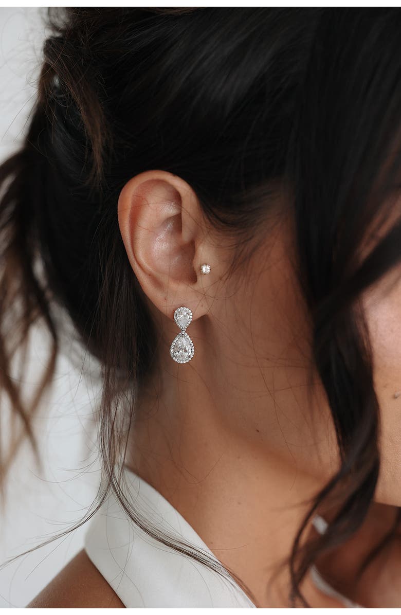 Untamed Petals Aspen Crystal Drop Earrings, Alternate, color, Silver