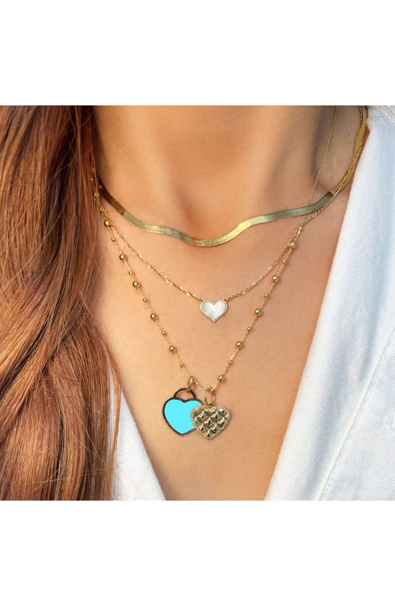 The Lovery Fine Jewelry Turquoise Heart Padlock Charm, Alternate, color, Turquoise