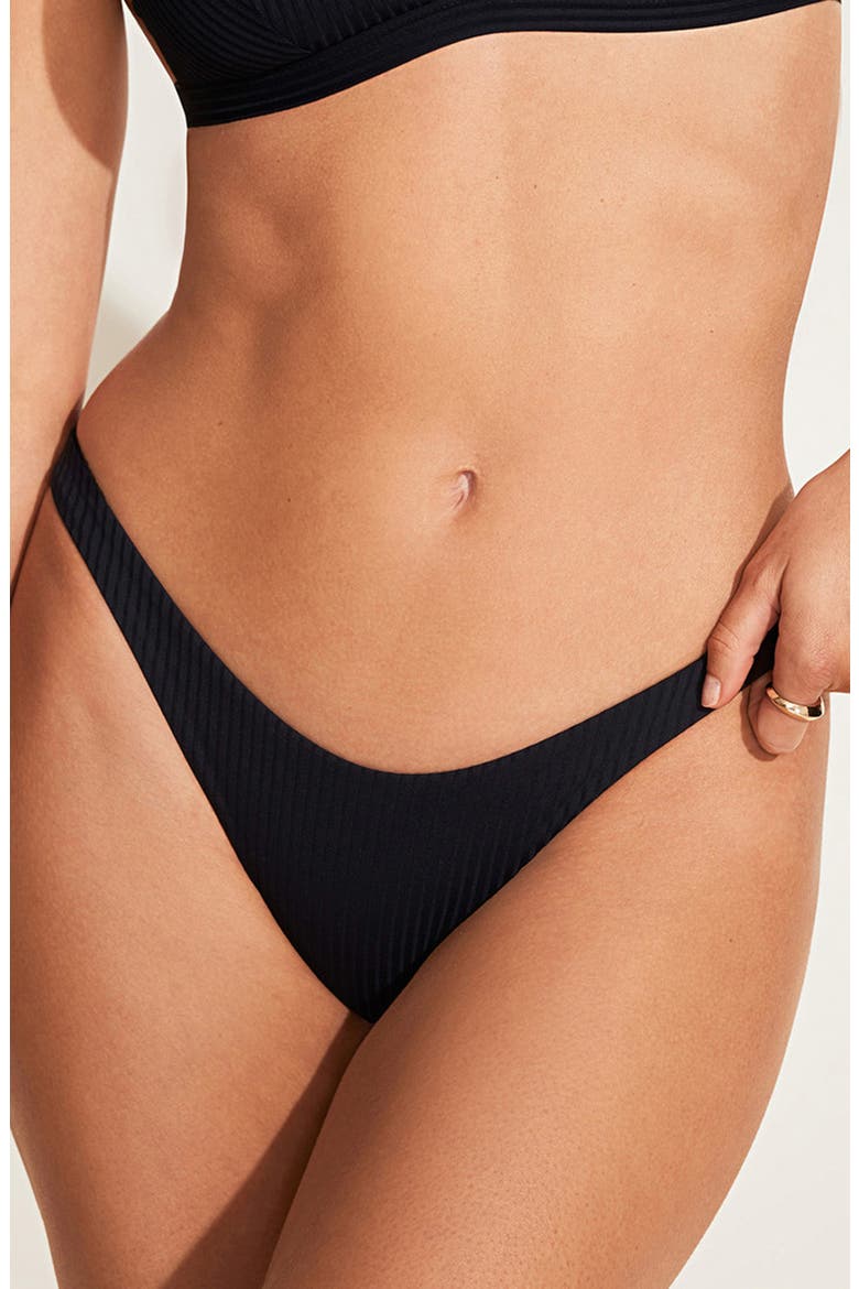 California High Leg Bikini Bottoms, Alternate, color, BLACK