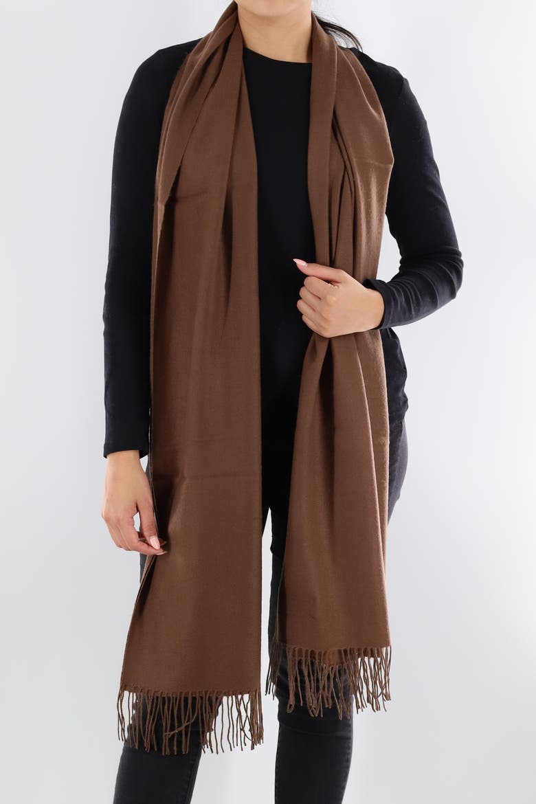 Solid scarf with fringe, Main, color, Brown