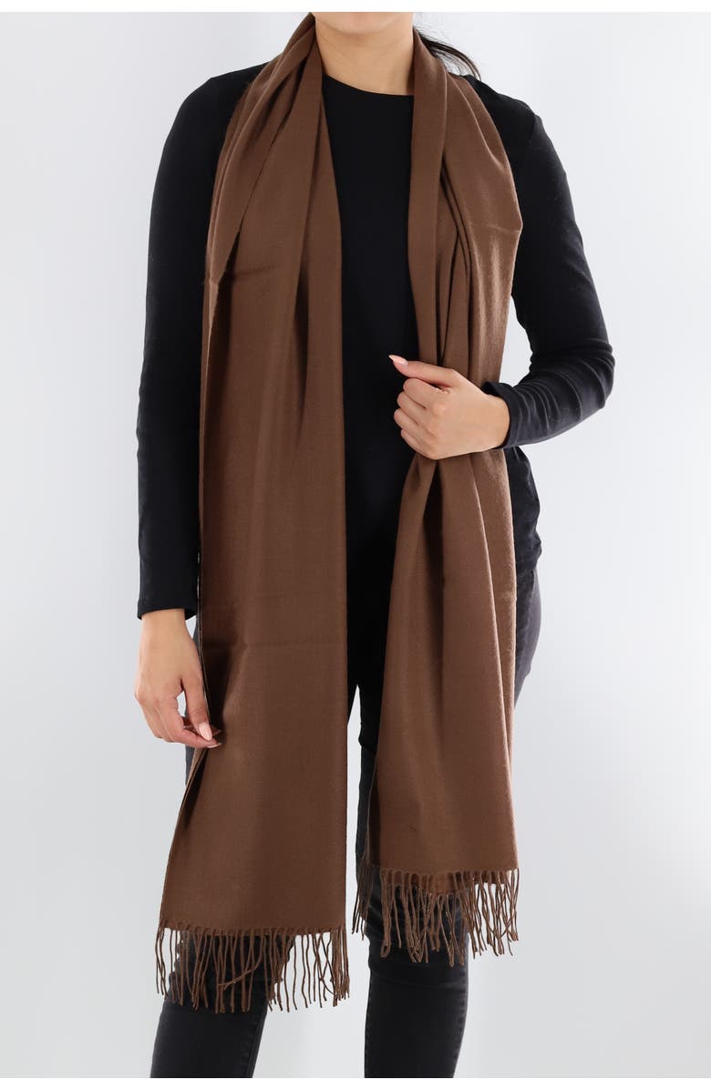 La Fiorentina Solid scarf with fringe, Main, color, Brown