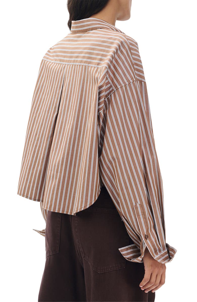 rag & bone Marin Stripe Cotton Crop Button-Up Shirt, Alternate, color, Tobacco