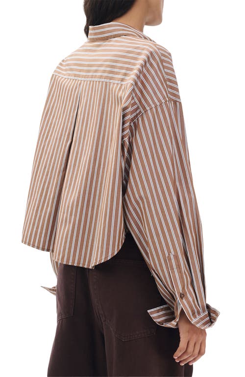 Rag & Bone Marin Stripe Cotton Crop Button-up Shirt In Brown